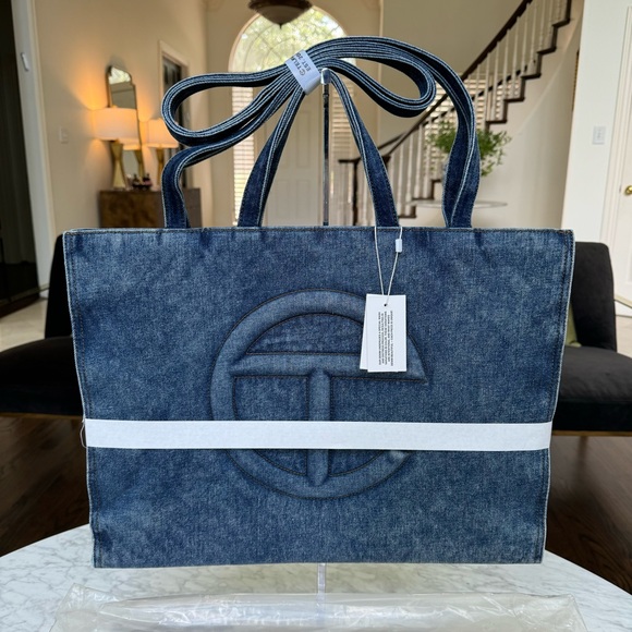 SOLD‼️ TELFAR New Large Denim Shopper Bag Tote Blue Denim - Picture 3 of 8